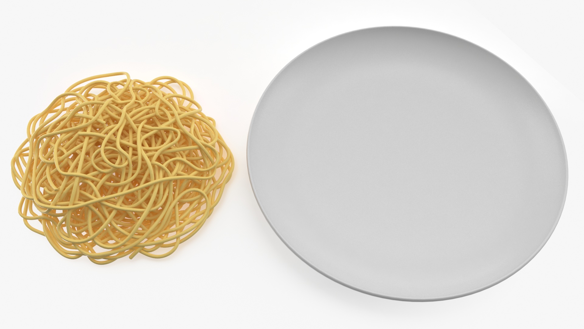 3D model Plate of Cooked Spaghetti