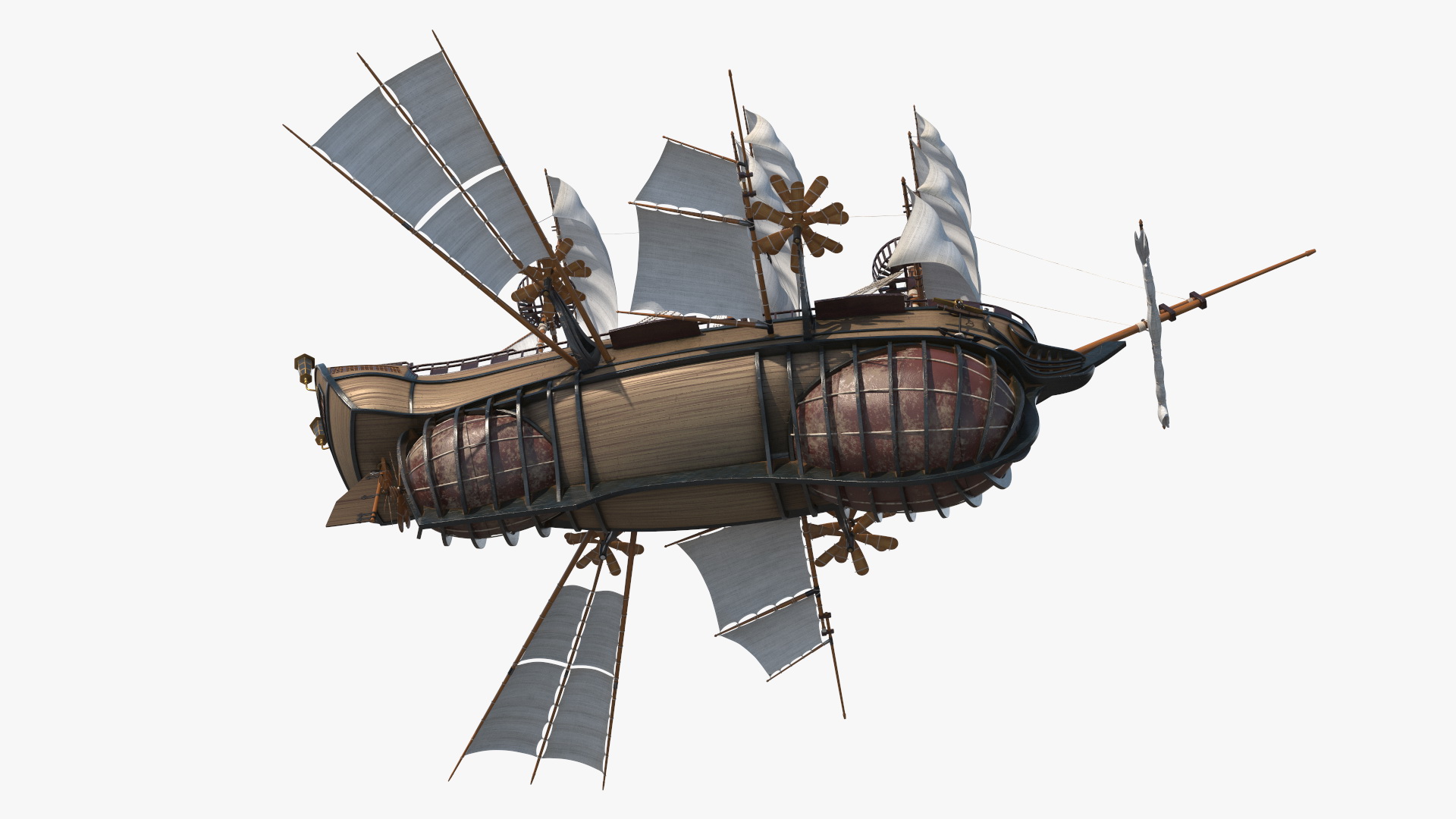 Fantasy Flying Sailing Ship 3D