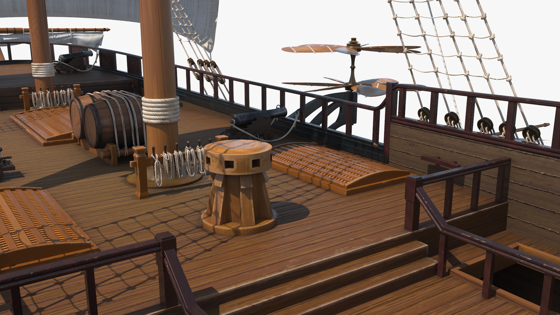 Fantasy Flying Sailing Ship 3D