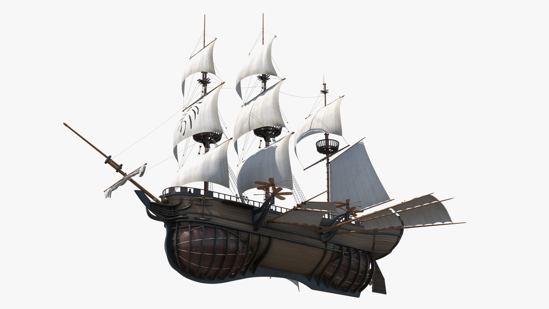 Fantasy Flying Sailing Ship 3D