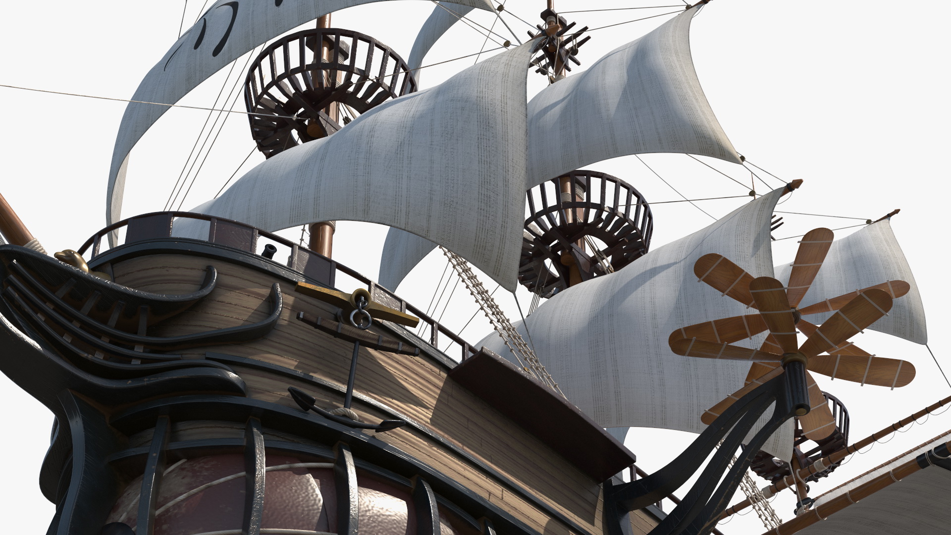 Fantasy Flying Sailing Ship 3D