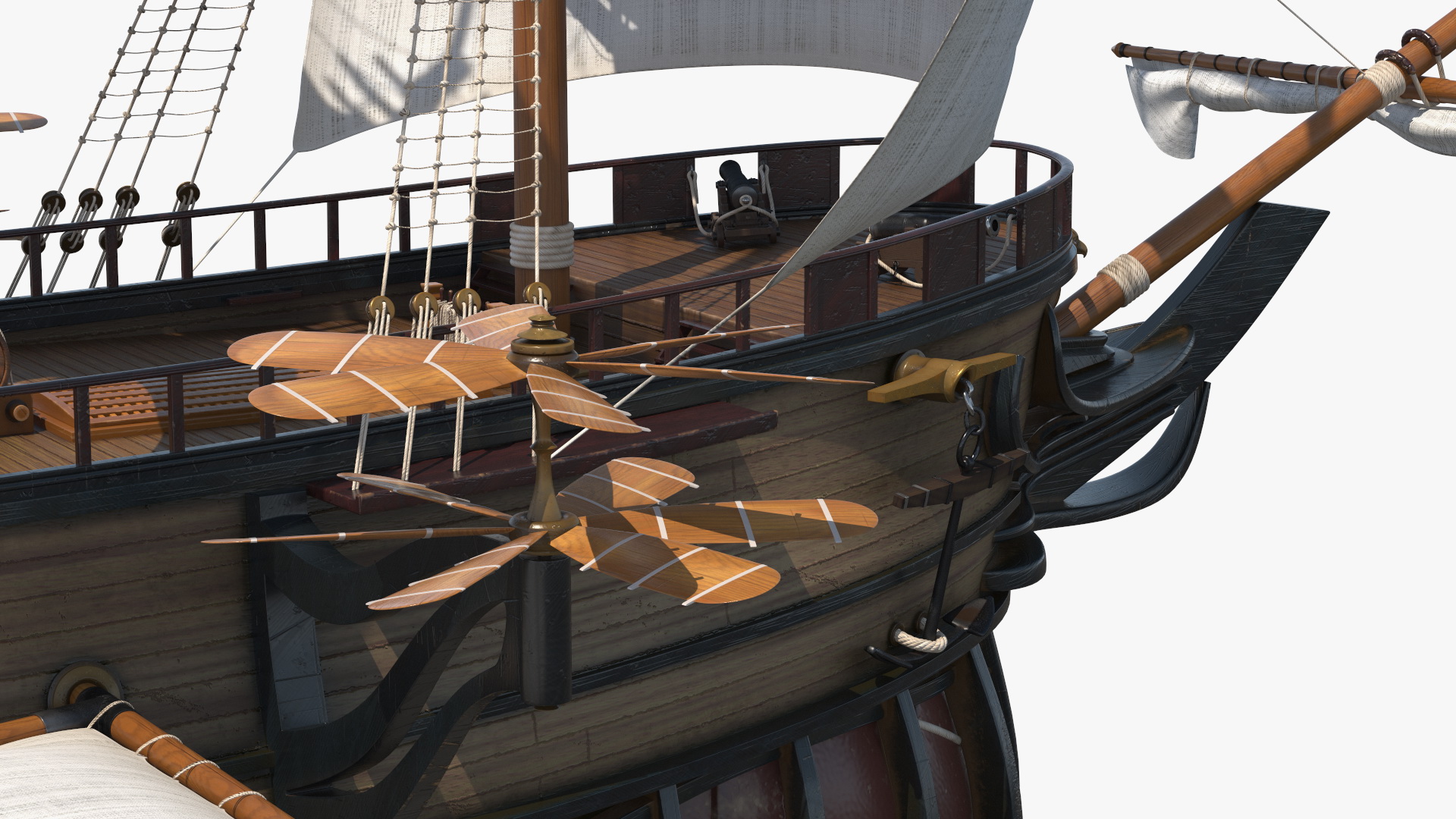 Fantasy Flying Sailing Ship 3D