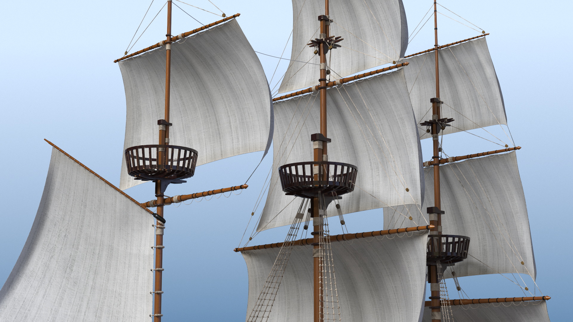 Fantasy Flying Sailing Ship 3D