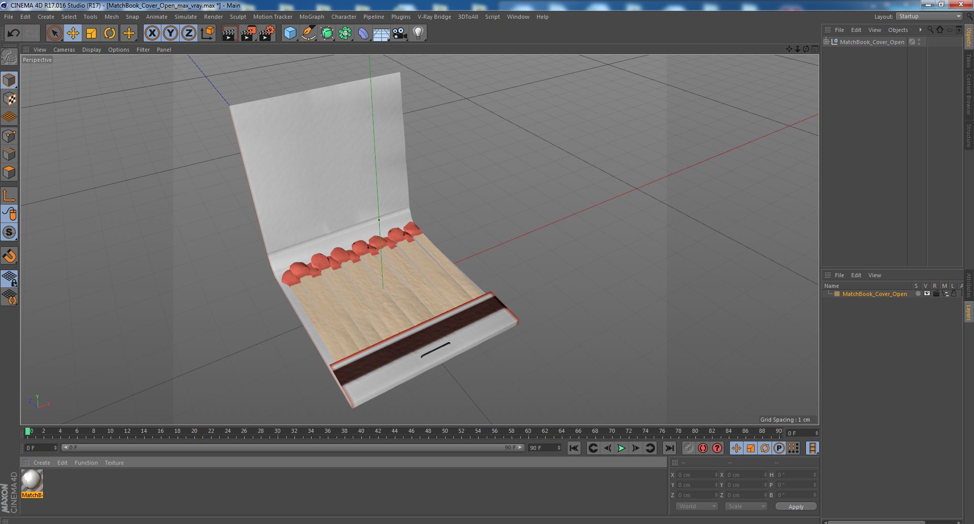 3D model MatchBook Cover Open