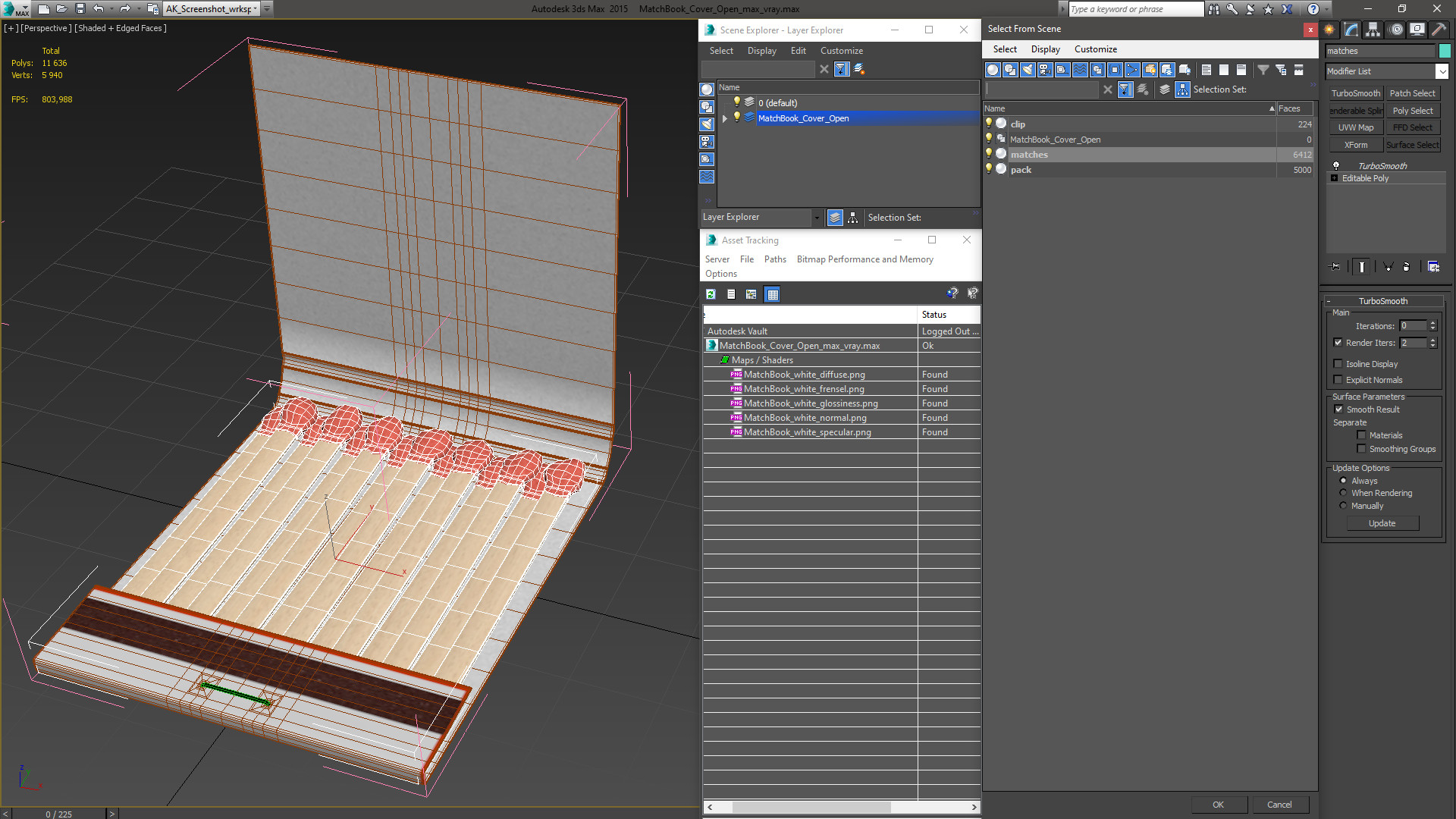 3D model MatchBook Cover Open