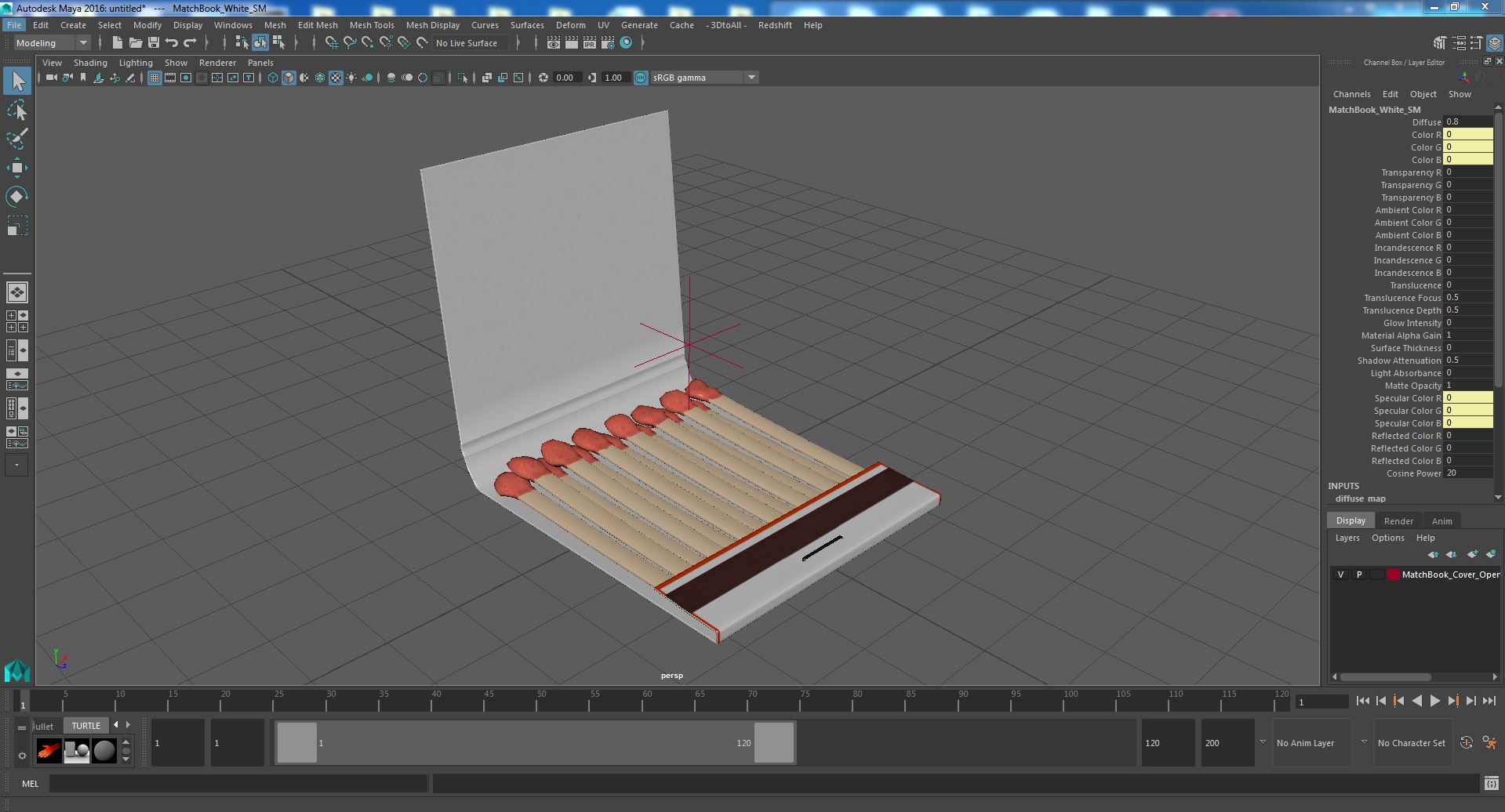 3D model MatchBook Cover Open