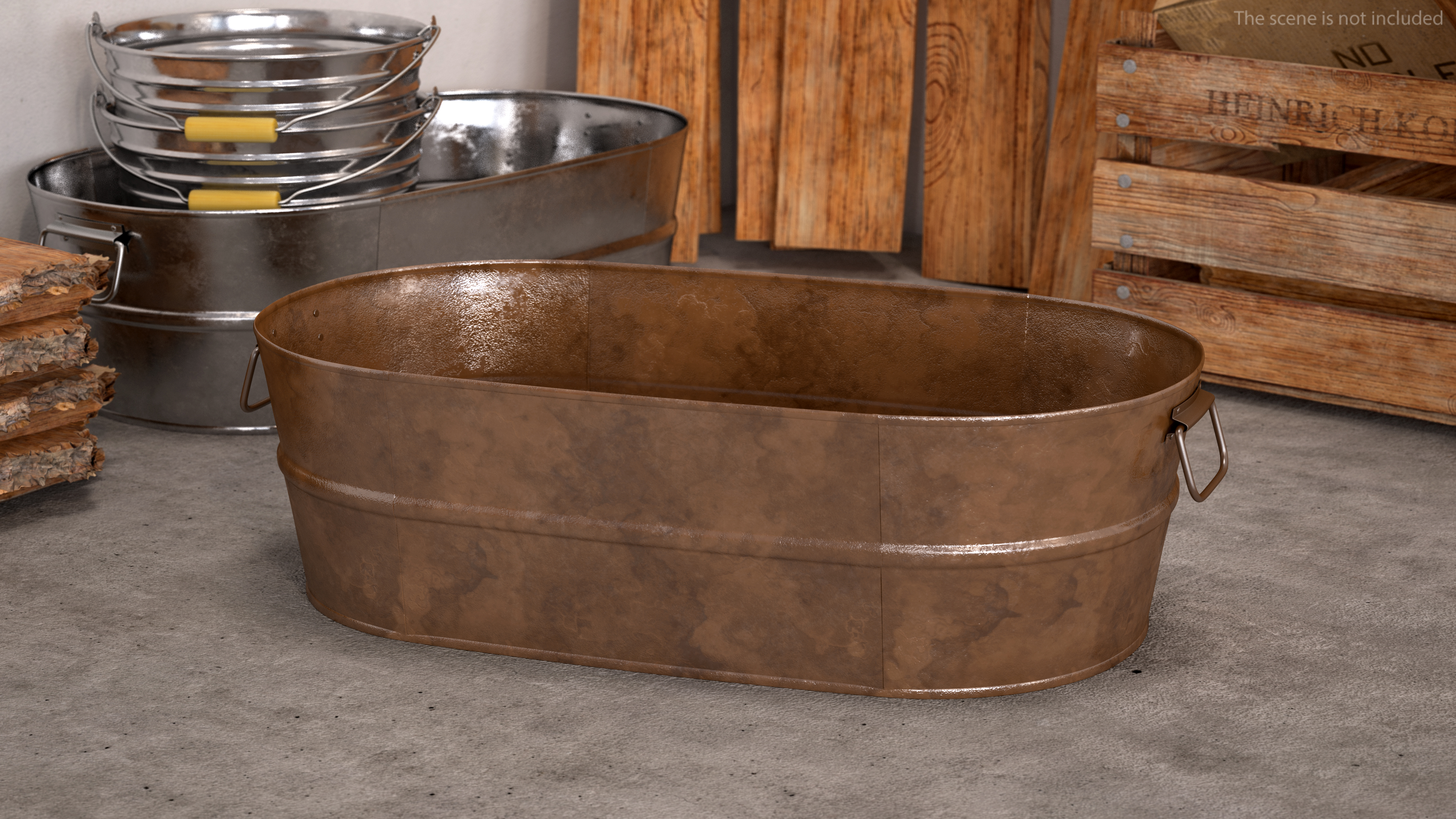 Rusty Oval Tub 3D model