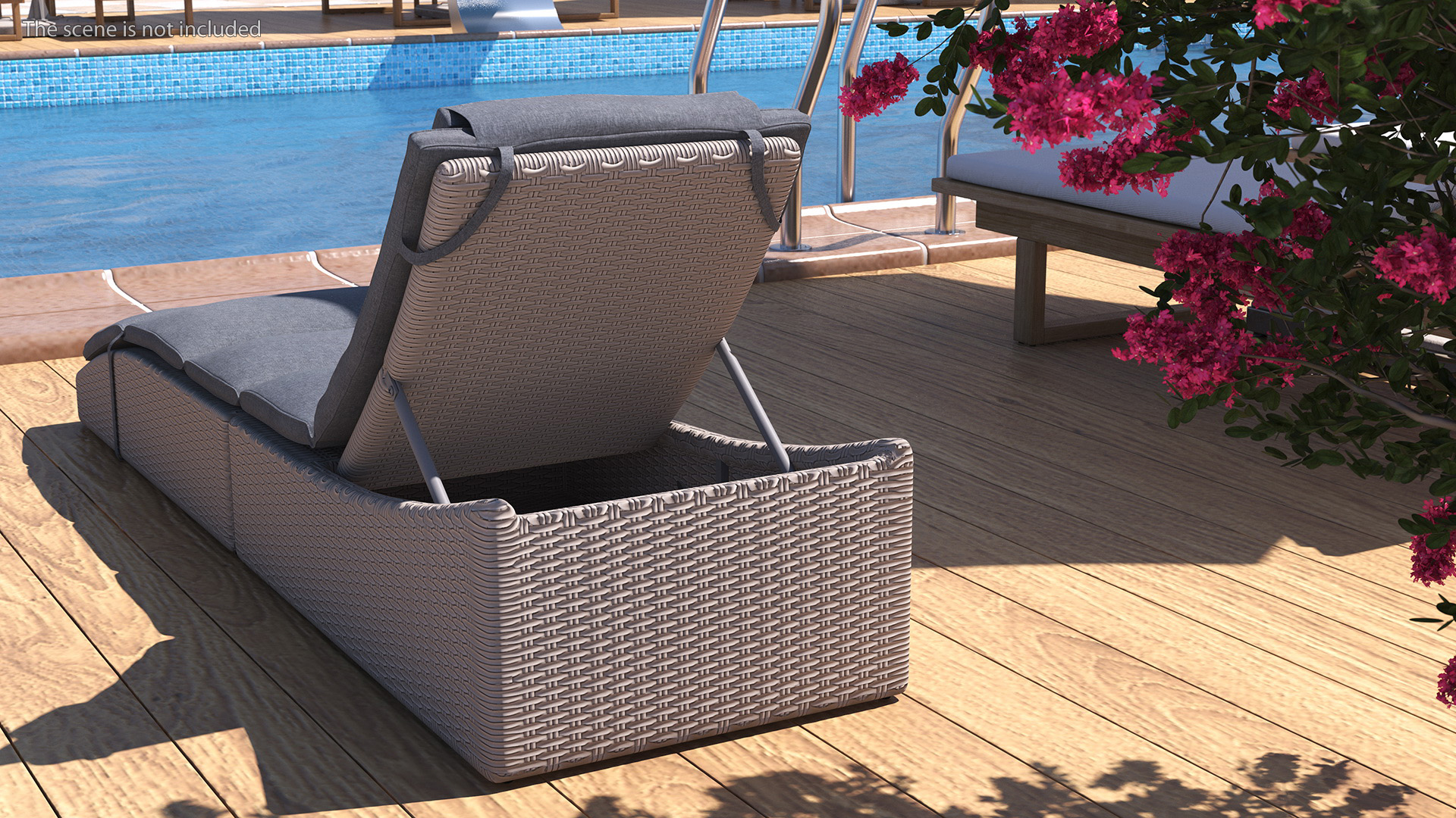 3D Wicker Lounge Chair Folding Grey Beige model