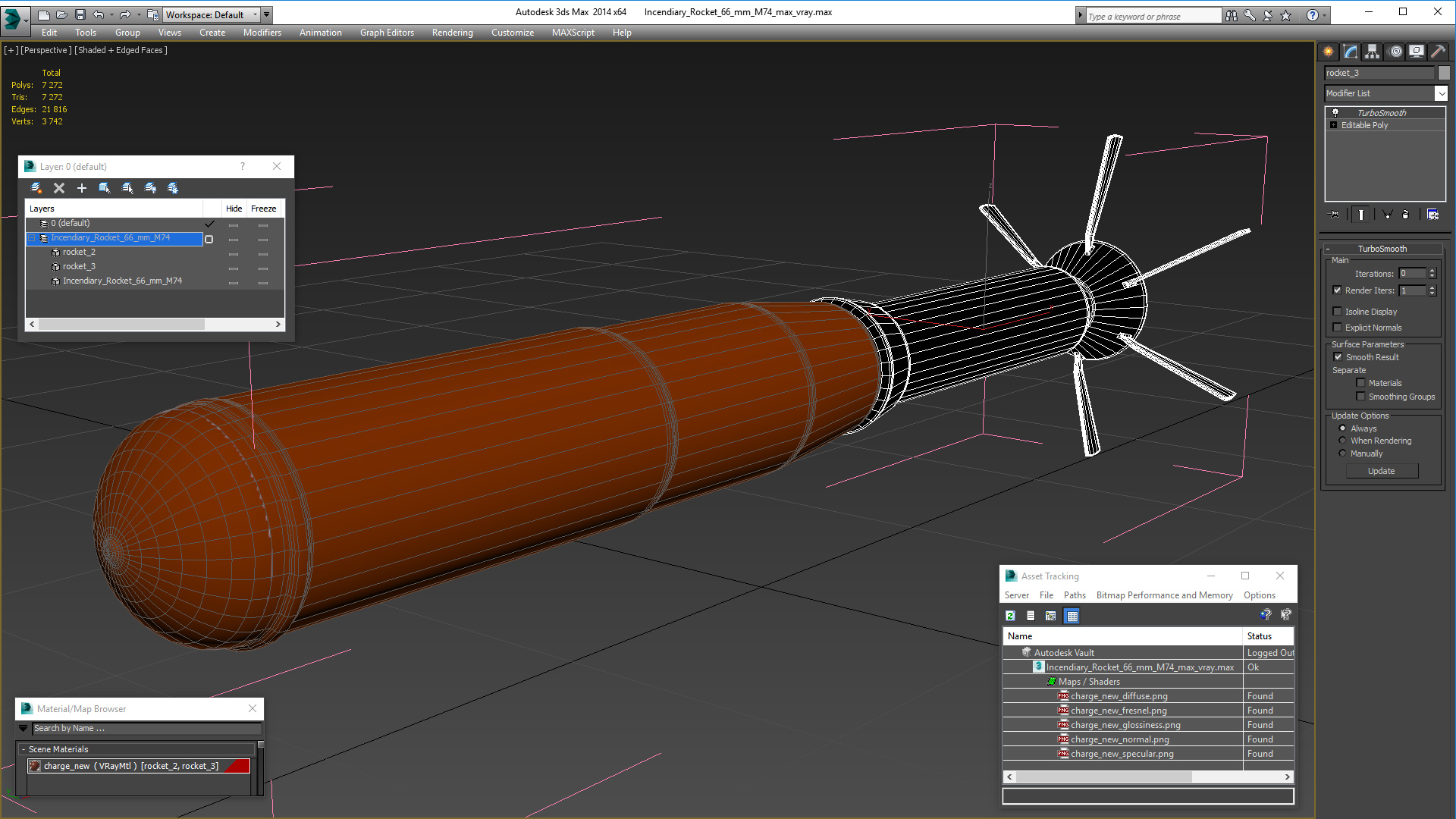 Incendiary Rocket 66 mm M74 3D