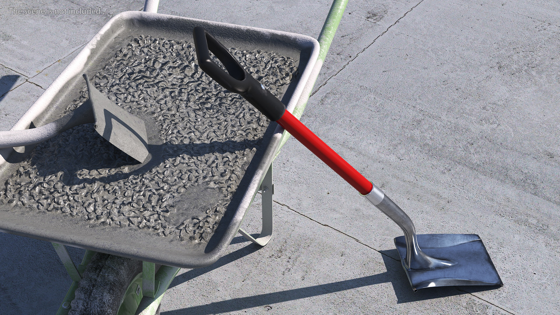 Square Point Shovel with Red Shaft 3D model