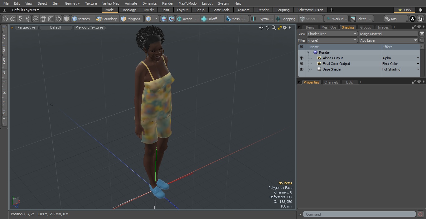 3D Afro American Woman in Nightwear Standing