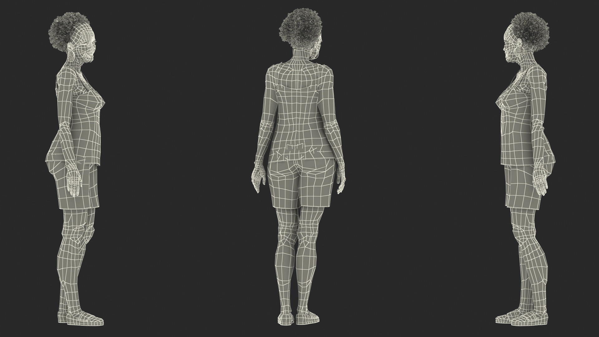 3D Afro American Woman in Nightwear Standing