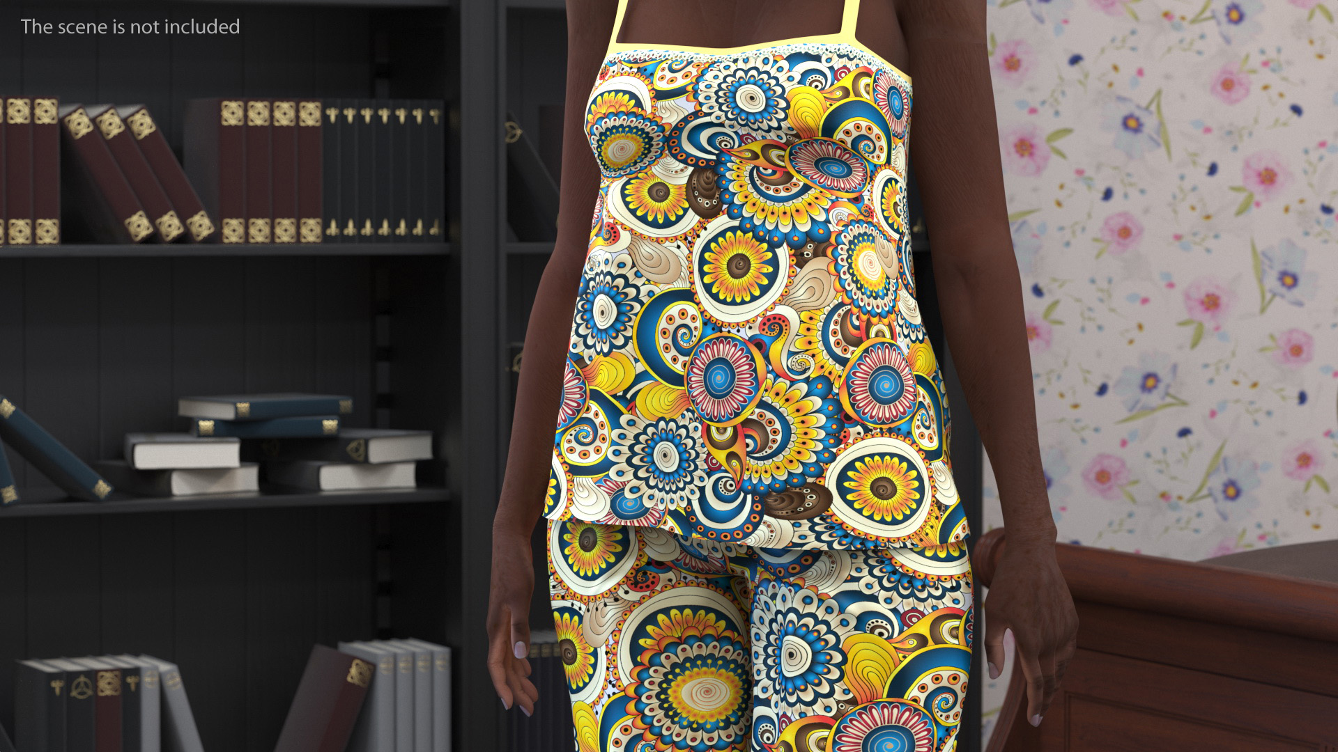 3D Afro American Woman in Nightwear Standing