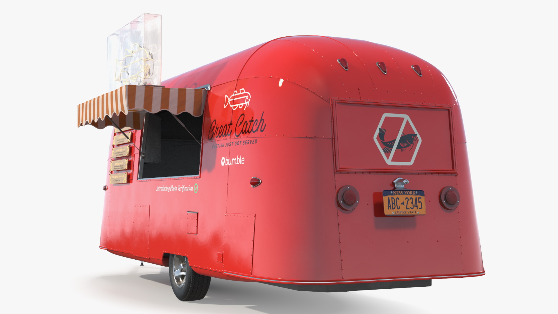 3D Red Vending Food Truck Mockup Rigged