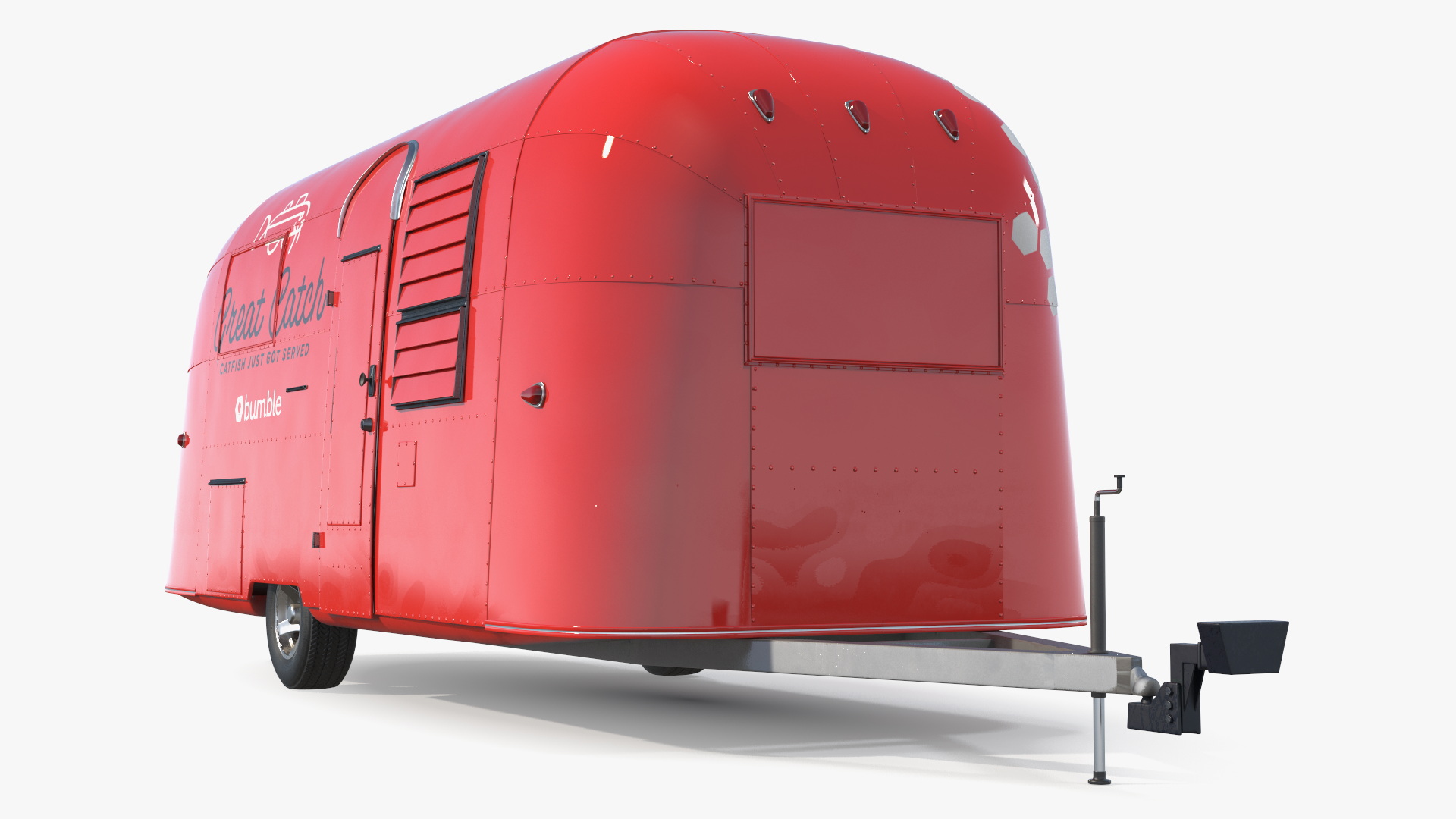 3D Red Vending Food Truck Mockup Rigged