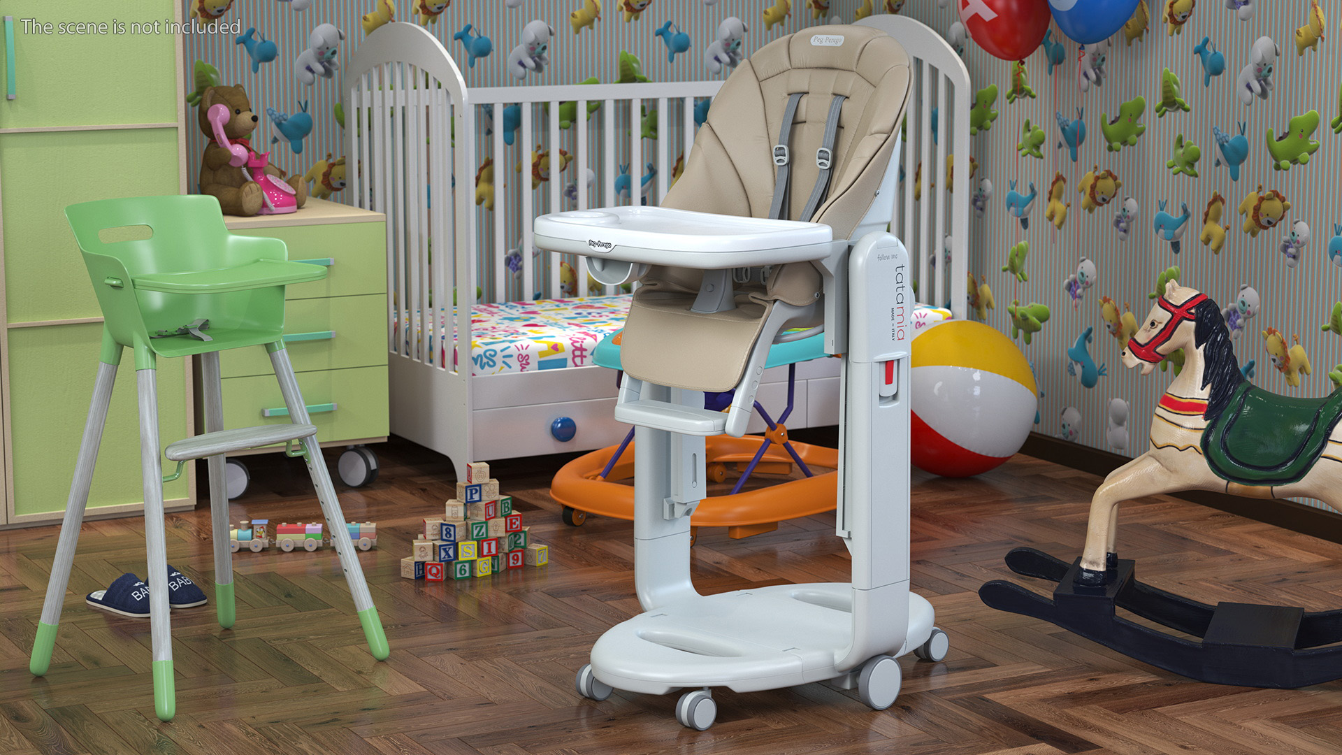 Folding Peg Perego Baby High Chair Vertical Beige 3D model