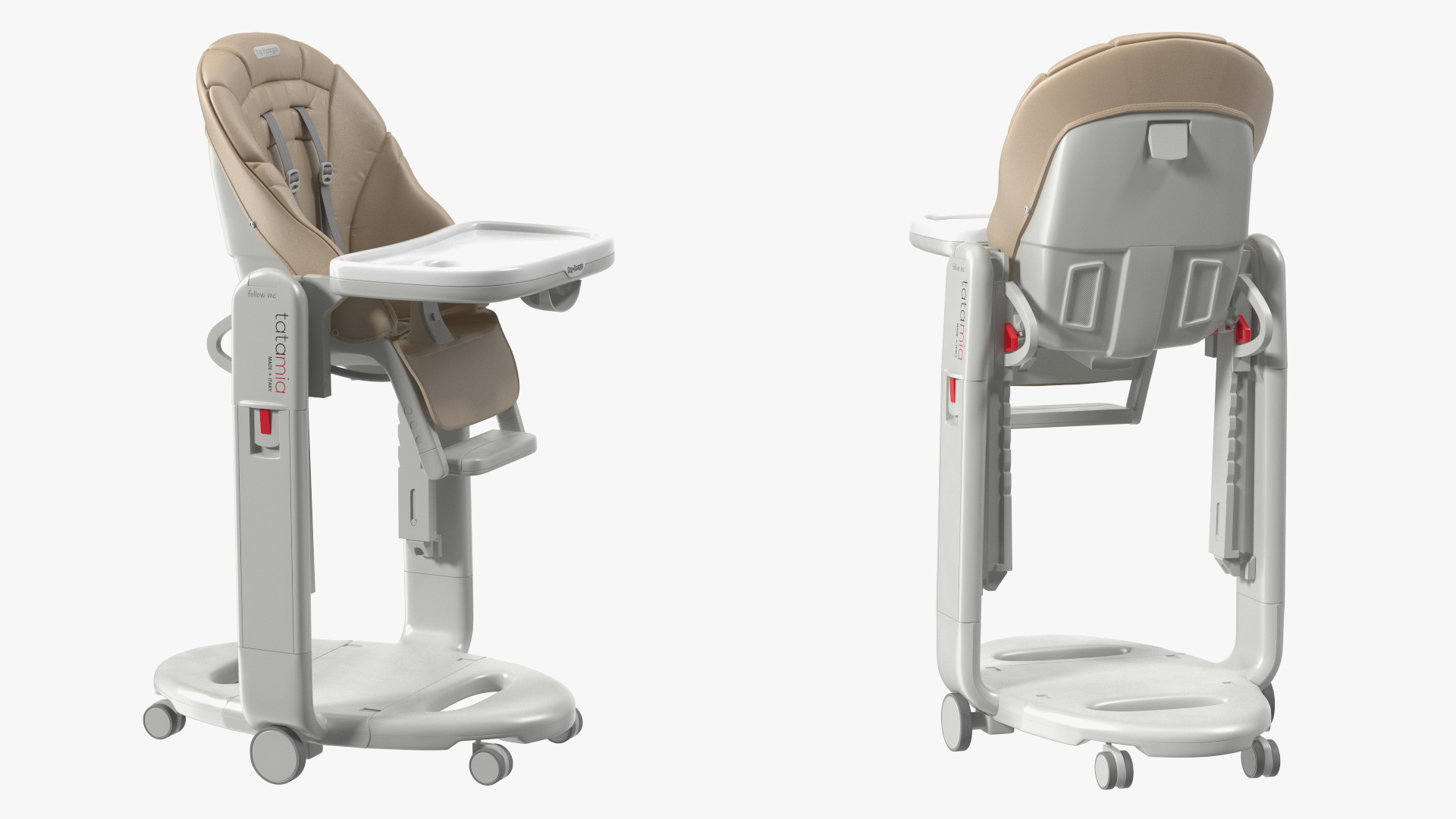 Folding Peg Perego Baby High Chair Vertical Beige 3D model