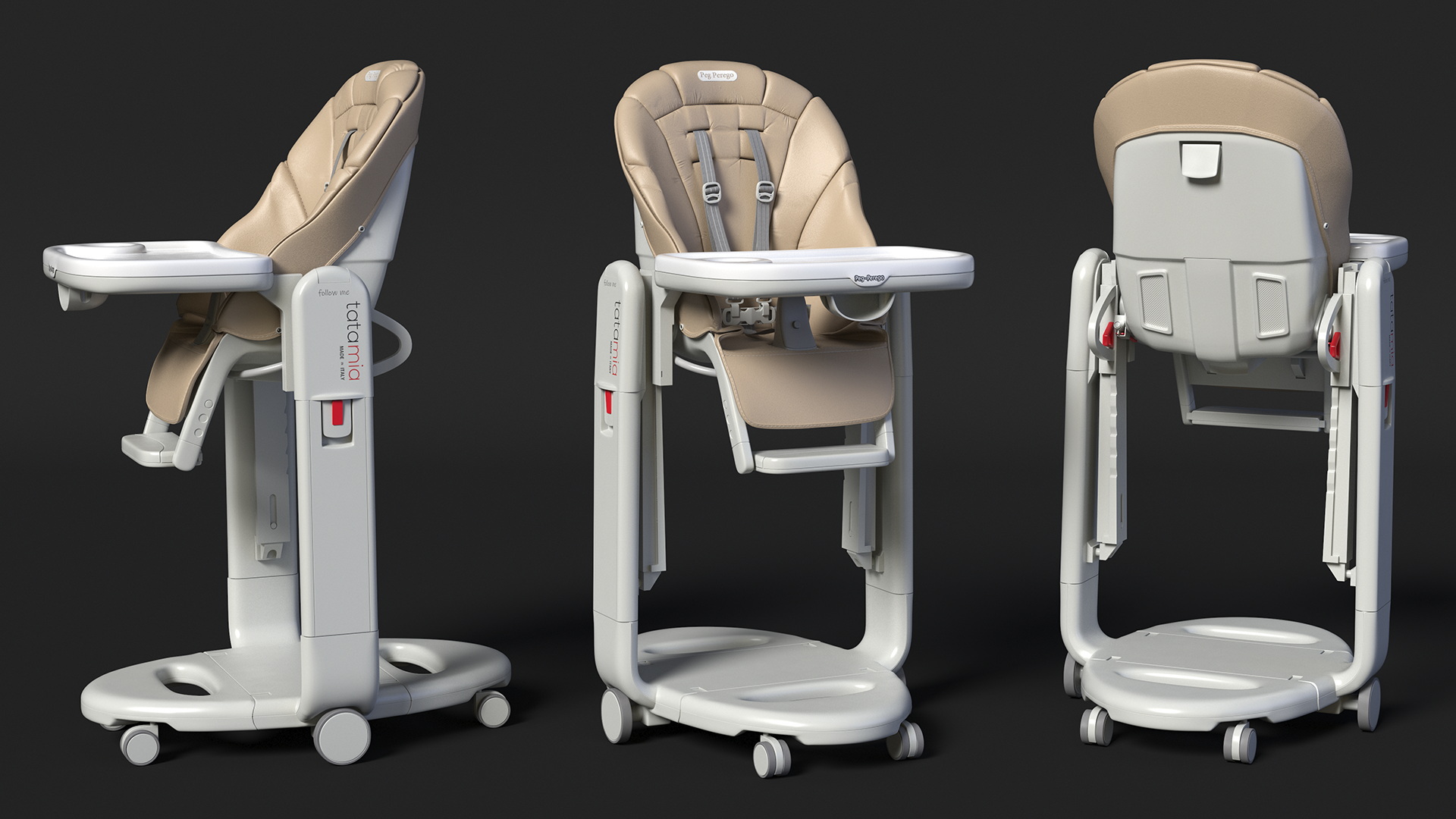 Folding Peg Perego Baby High Chair Vertical Beige 3D model