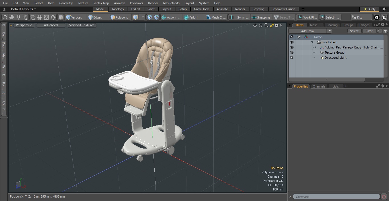 Folding Peg Perego Baby High Chair Vertical Beige 3D model