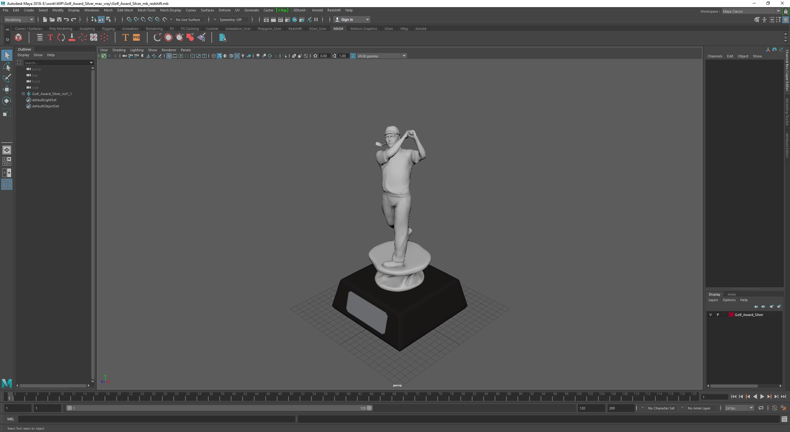 Golf Award Silver 3D