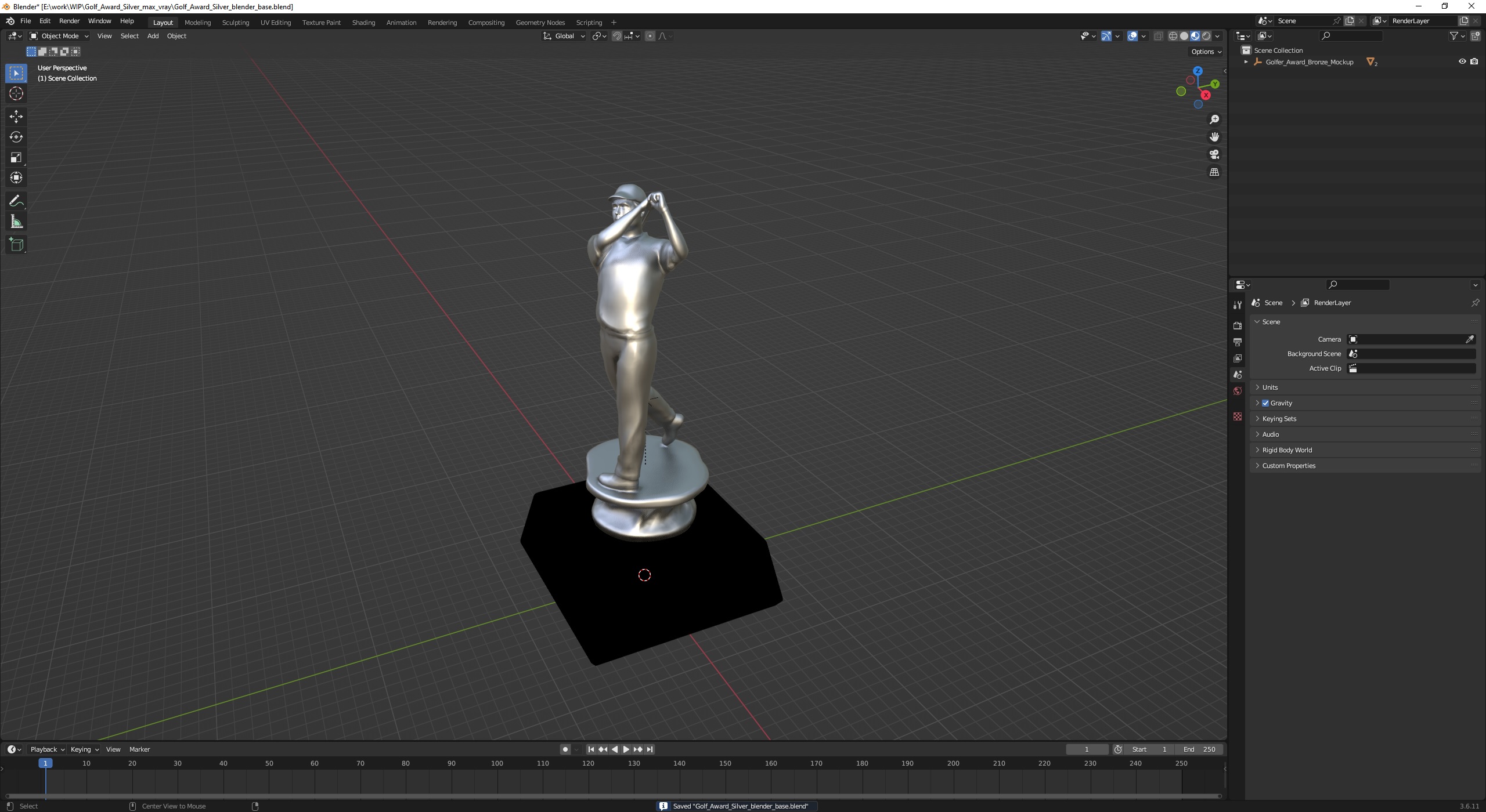 Golf Award Silver 3D