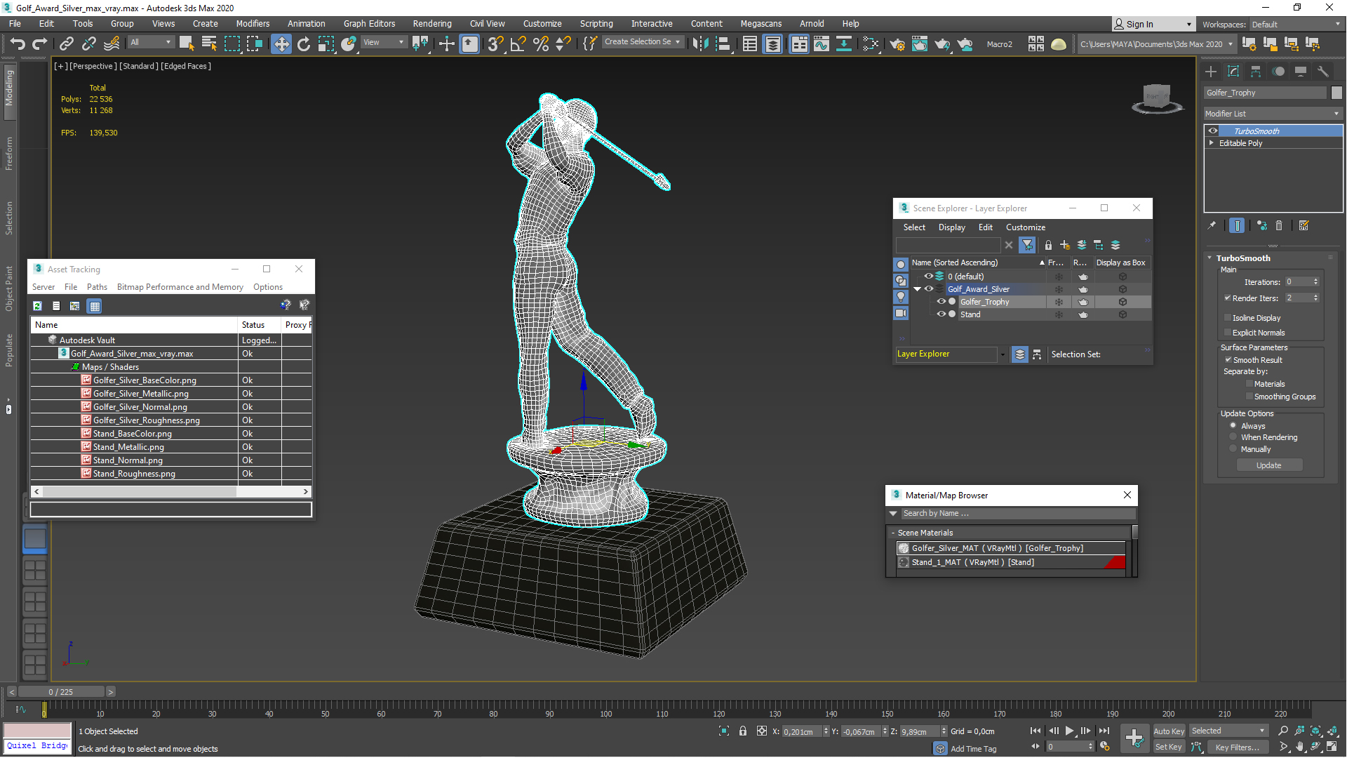 Golf Award Silver 3D