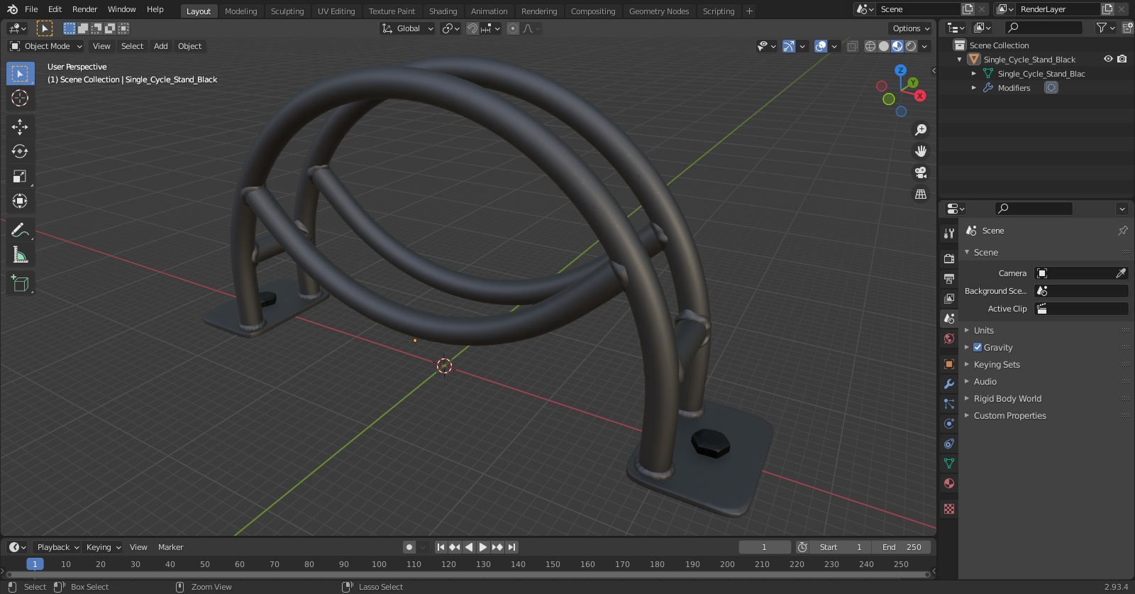 Single Cycle Stand Black 3D model