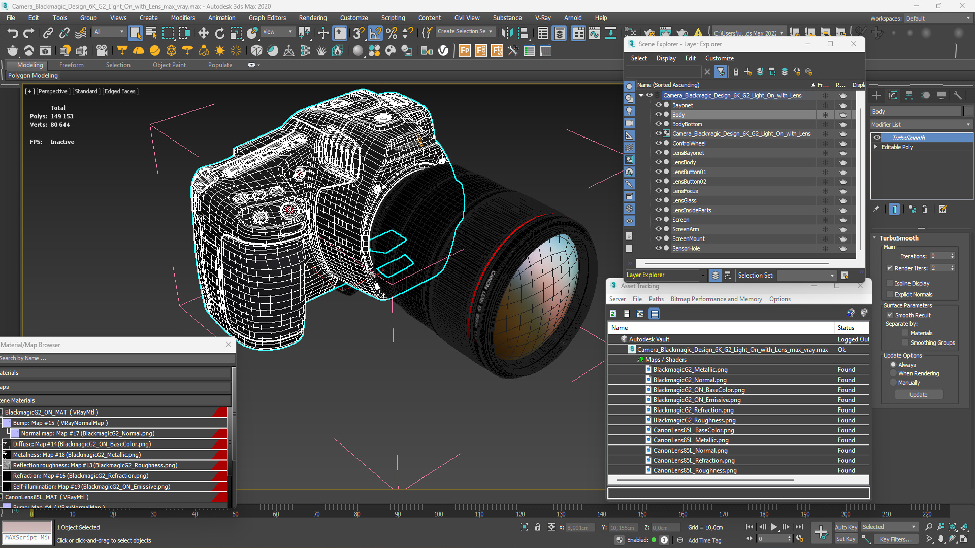 Camera Blackmagic Design 6K G2 Light On with Lens 3D model