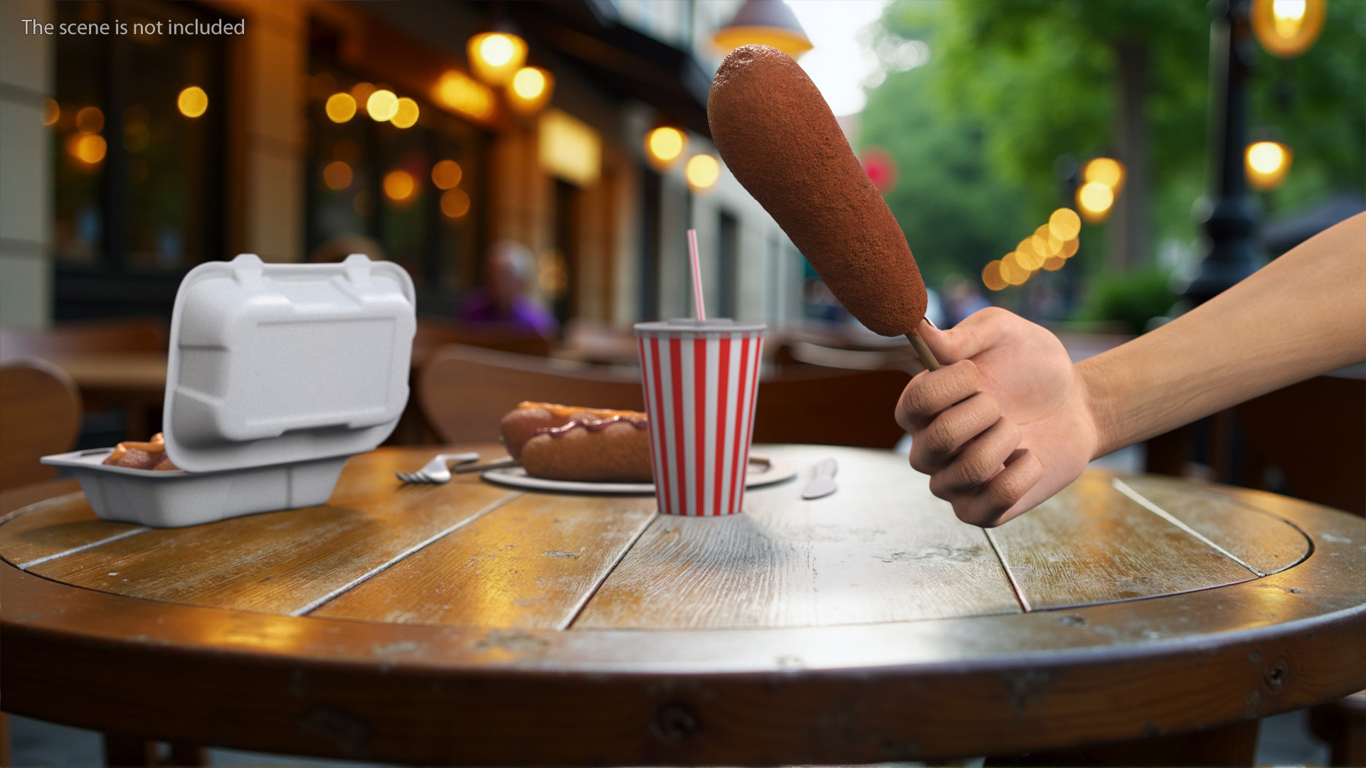 Mustard Corn Dog in Hand 3D model