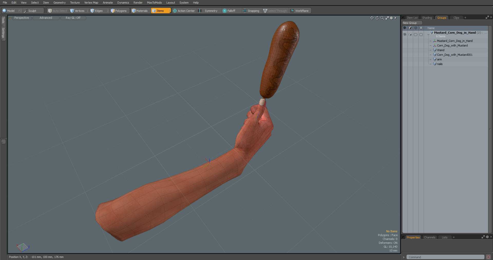 Mustard Corn Dog in Hand 3D model