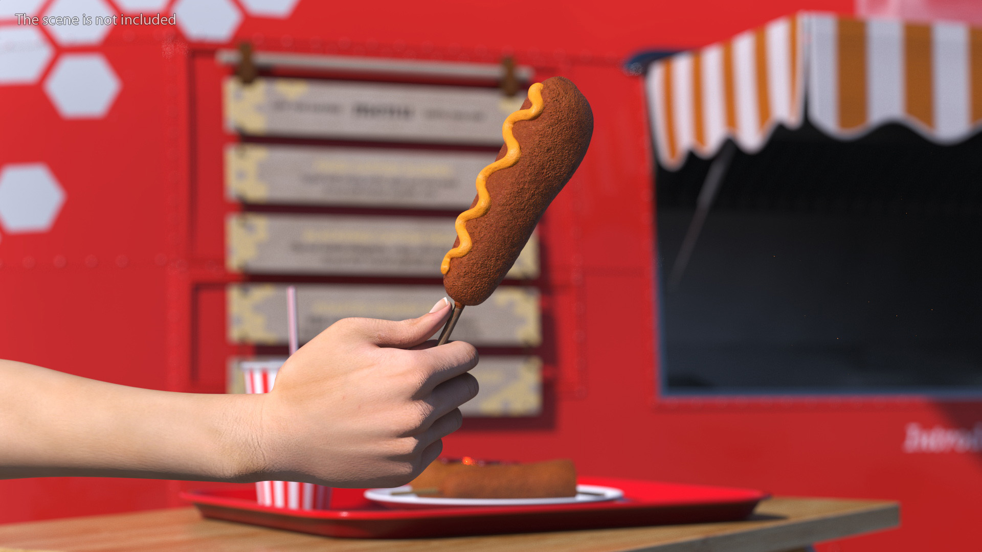 Mustard Corn Dog in Hand 3D model