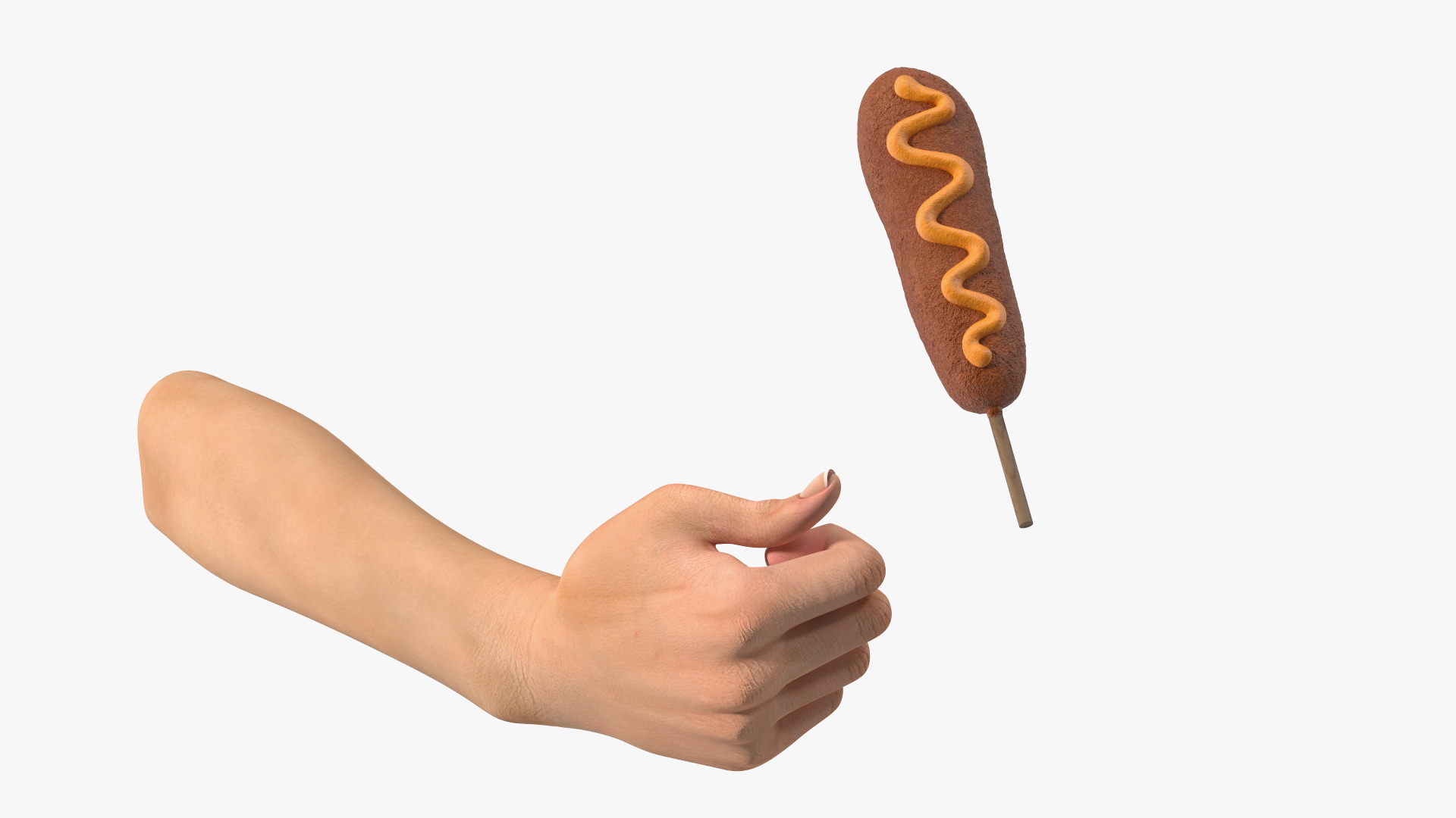 Mustard Corn Dog in Hand 3D model