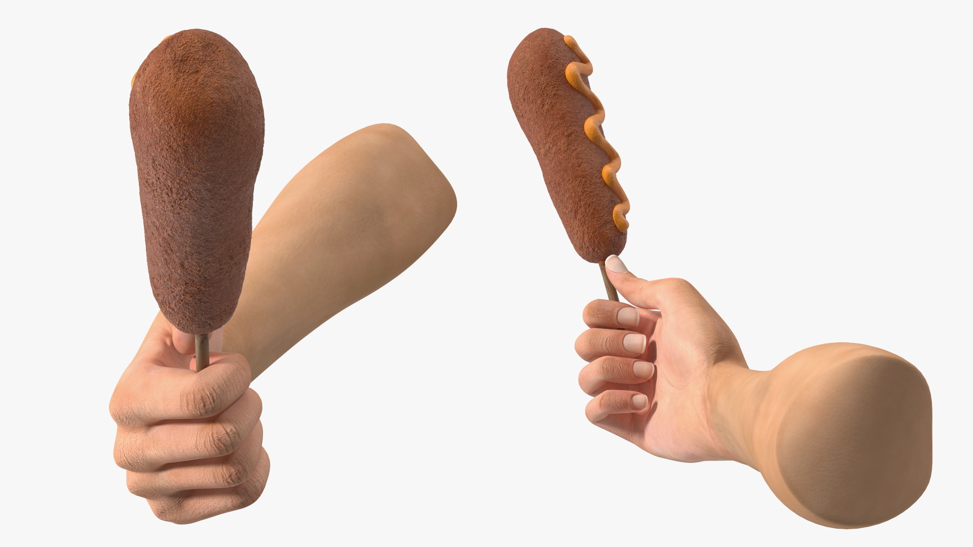 Mustard Corn Dog in Hand 3D model