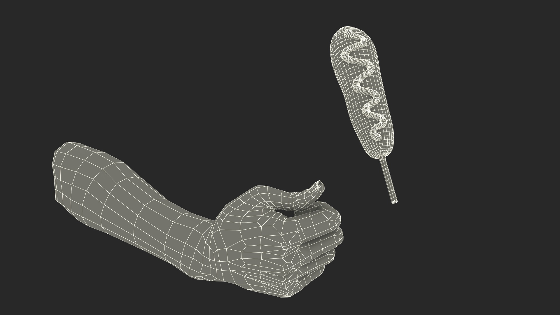 Mustard Corn Dog in Hand 3D model