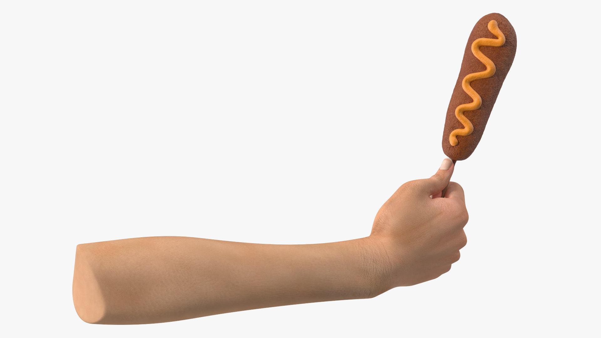 Mustard Corn Dog in Hand 3D model