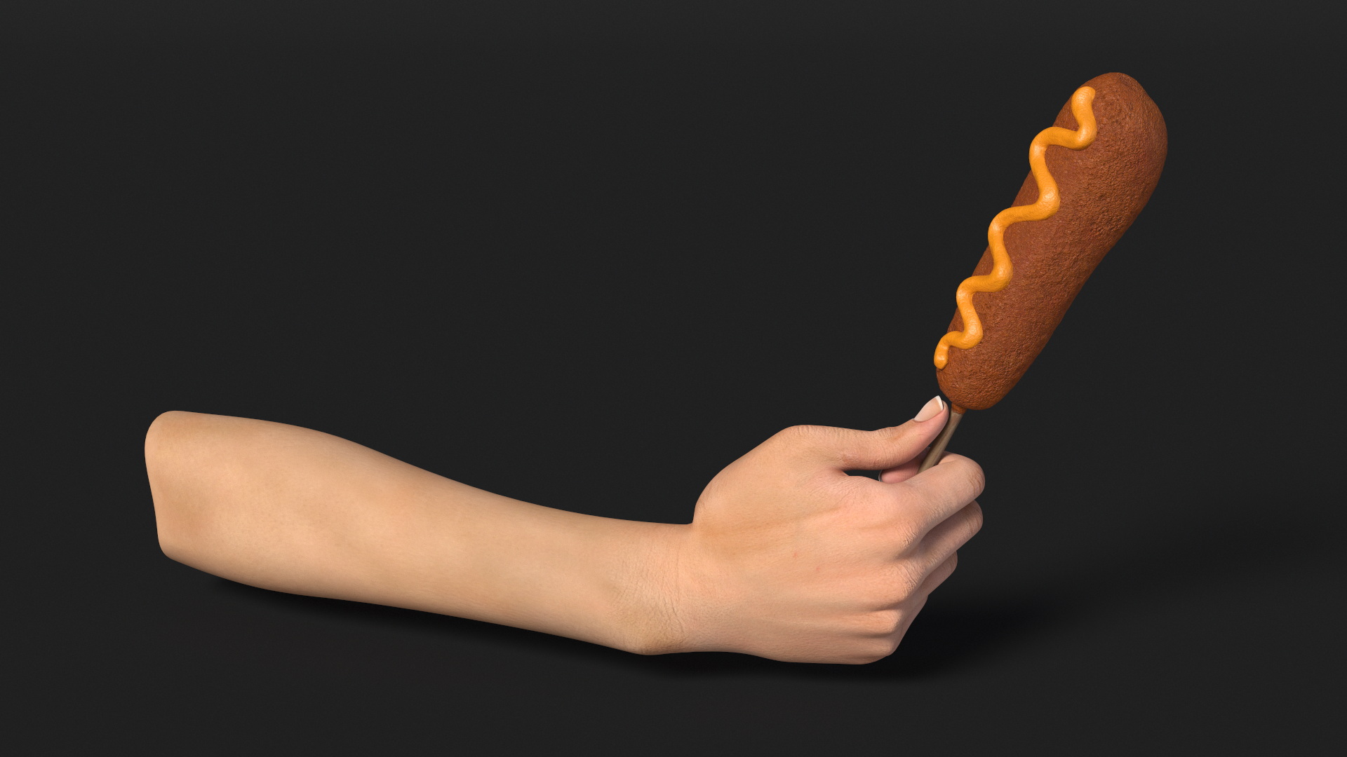 Mustard Corn Dog in Hand 3D model