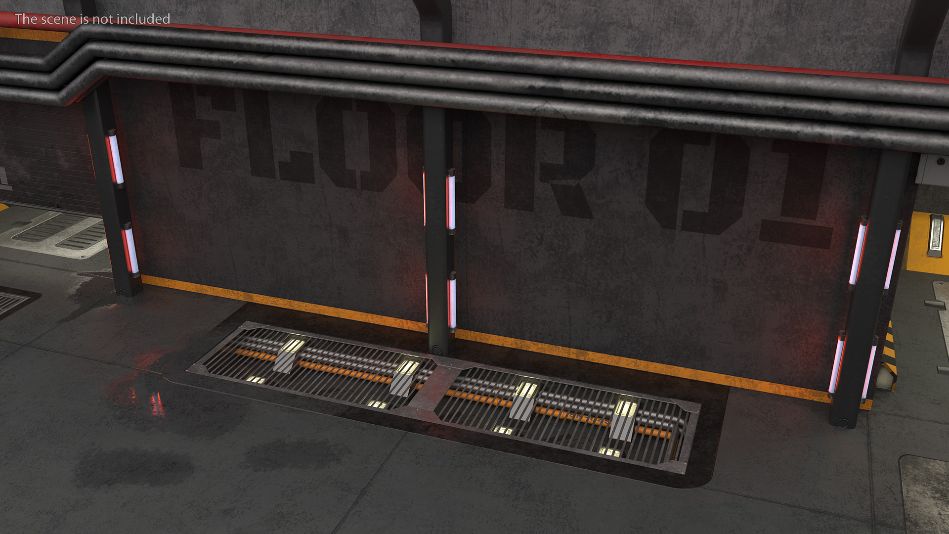 Industrial Steel Grating Walkway 3D