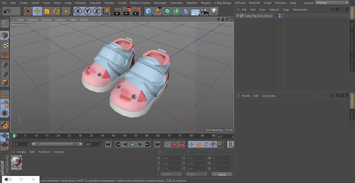 Cute Pig Kids Shoes 3D model