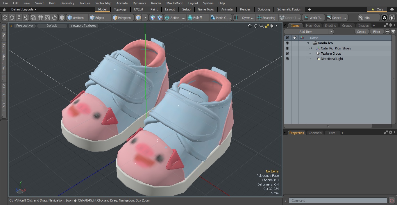 Cute Pig Kids Shoes 3D model