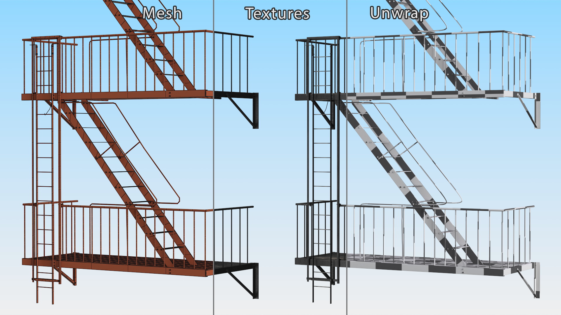 3D Fire Escape Staircase