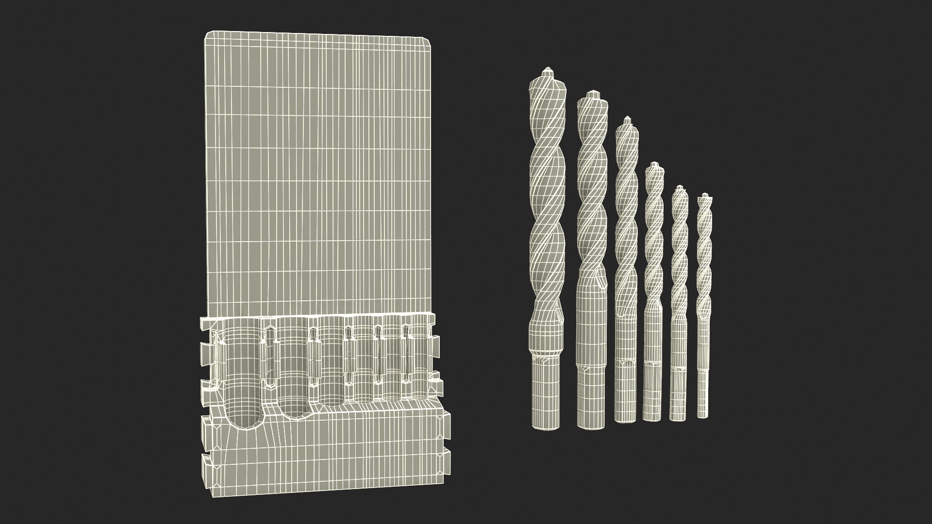 3D Gold Ferrous Pilot Point Drill Bit Set model