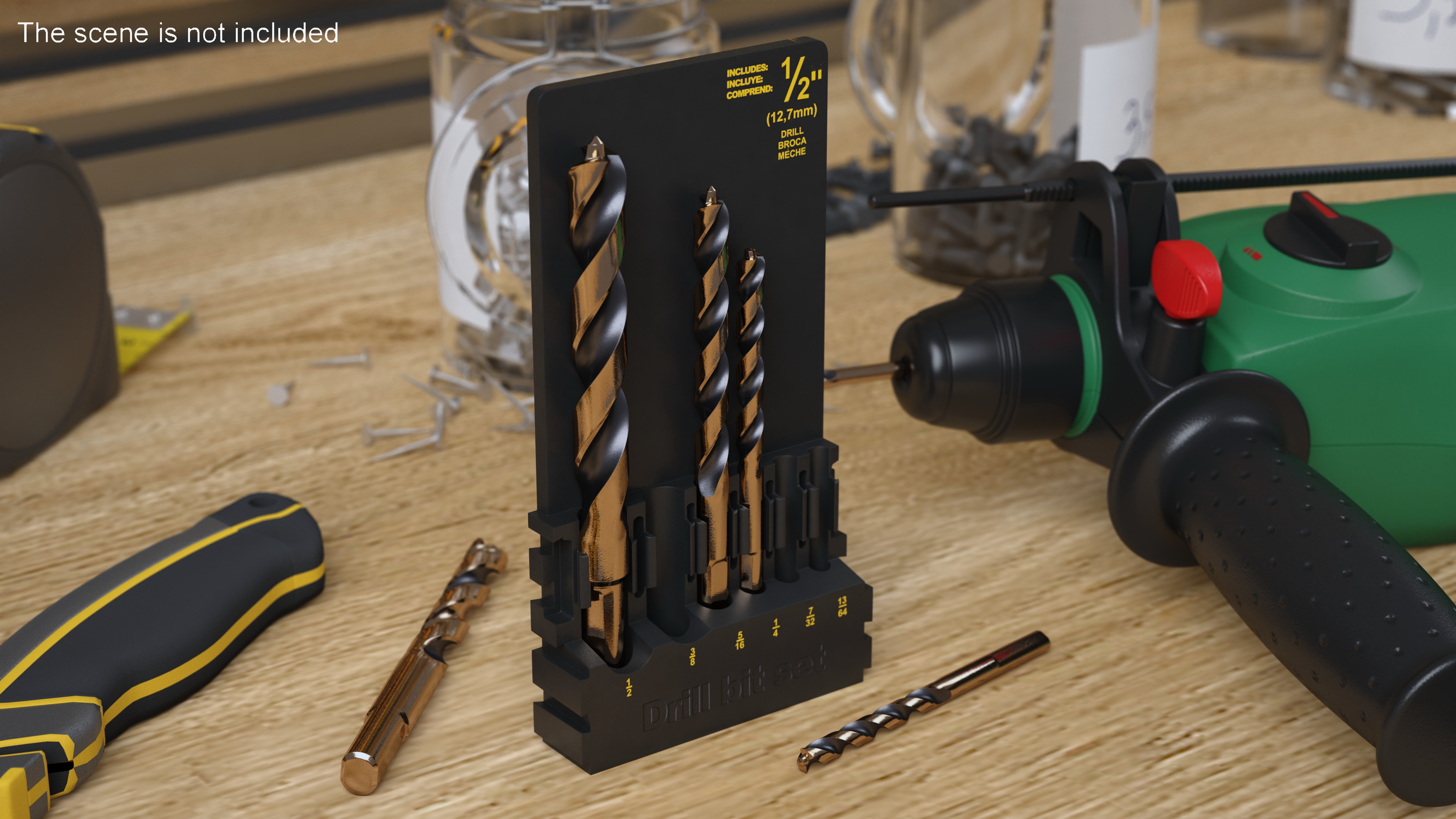 3D Gold Ferrous Pilot Point Drill Bit Set model