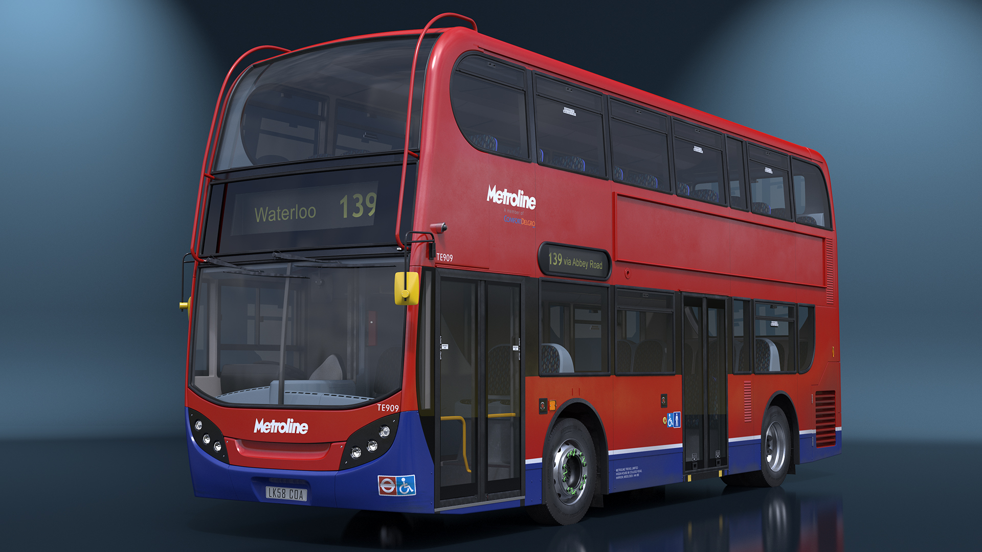 3D London Double Decker Bus Enviro 400 Simple Interior