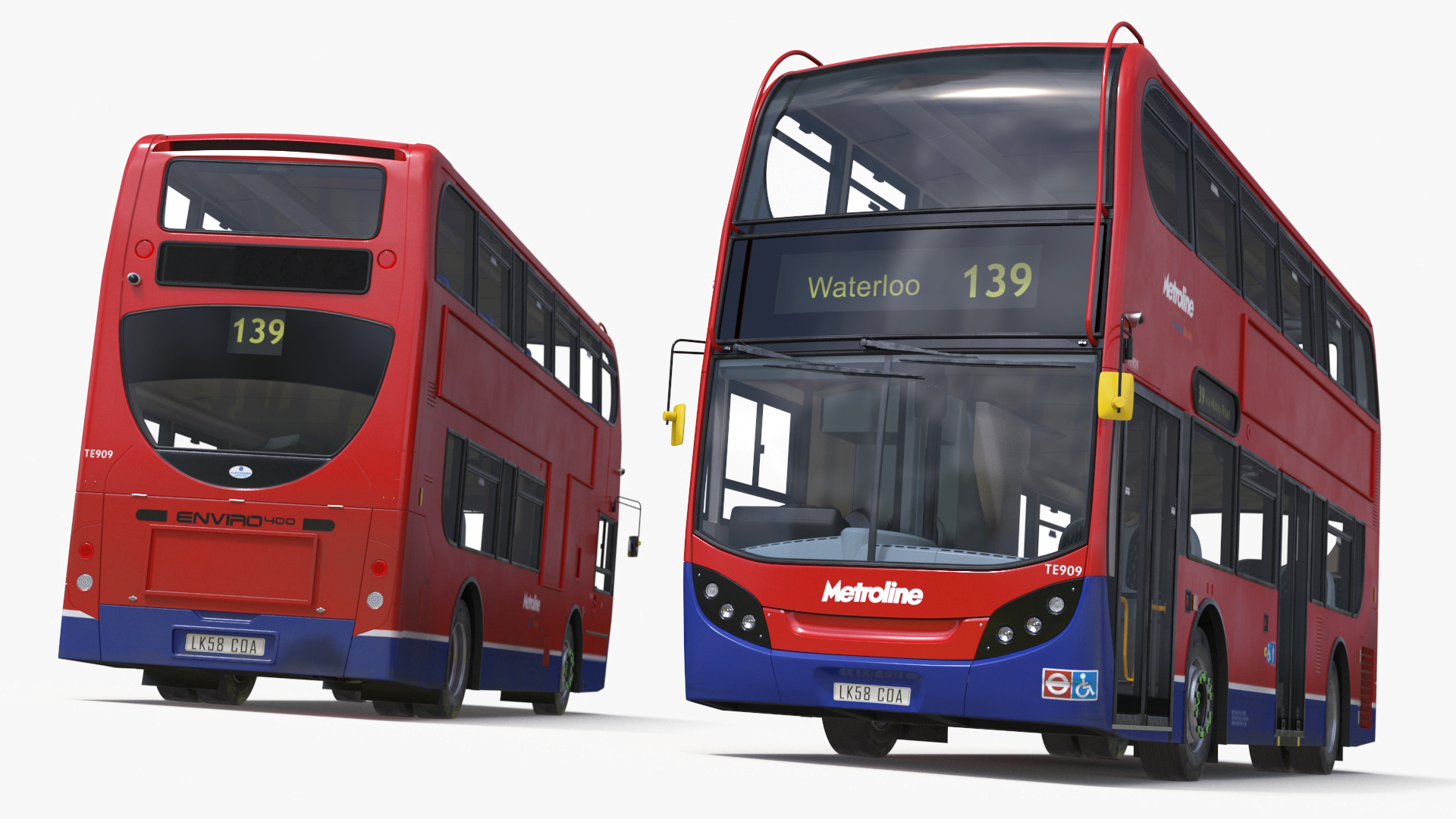 3D London Double Decker Bus Enviro 400 Simple Interior