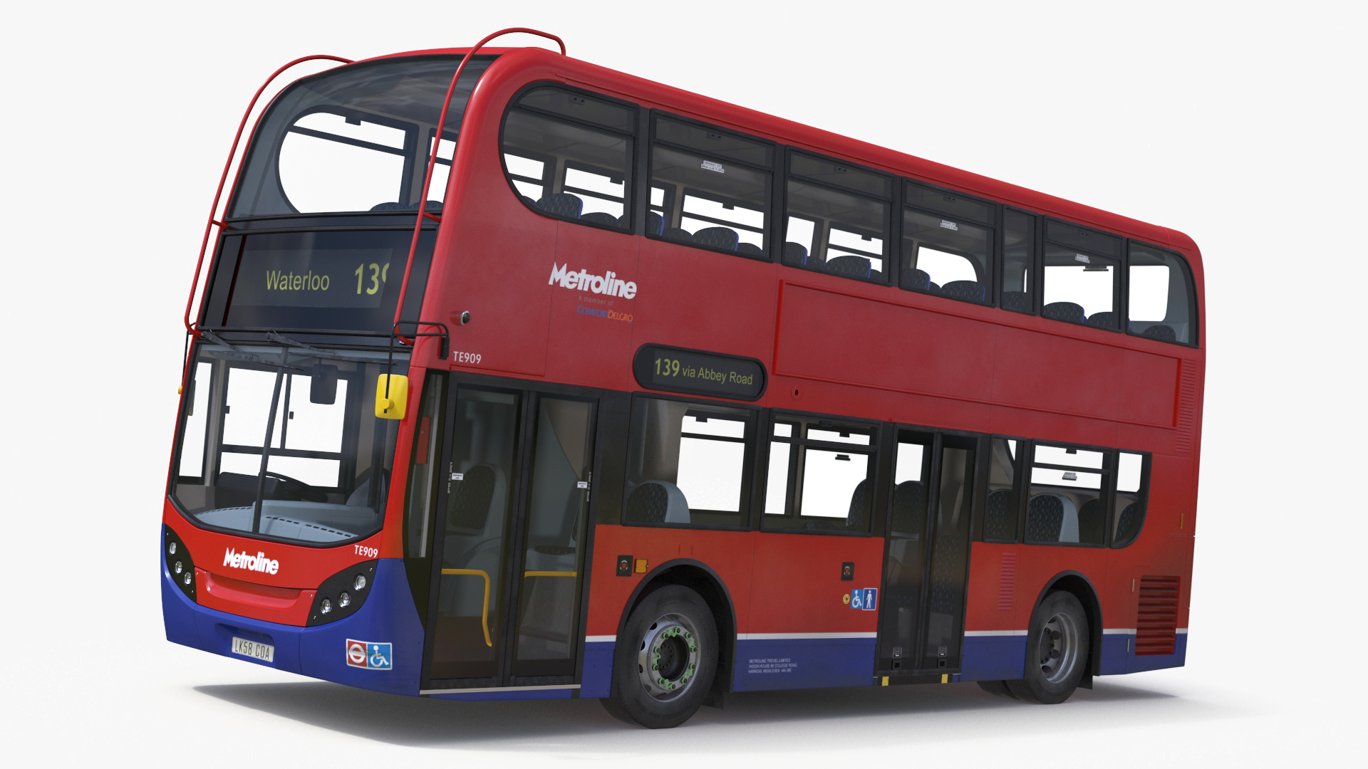 3D London Double Decker Bus Enviro 400 Simple Interior