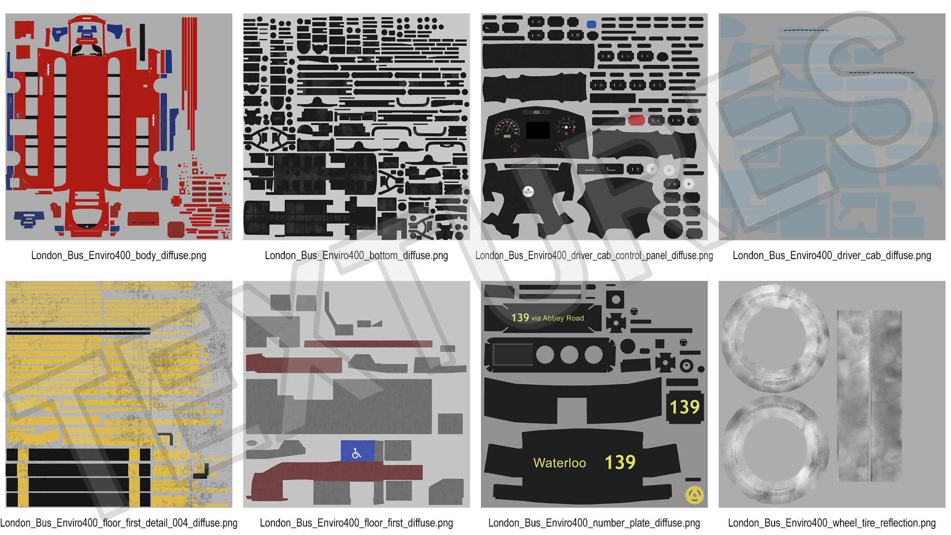 3D London Double Decker Bus Enviro 400 Simple Interior