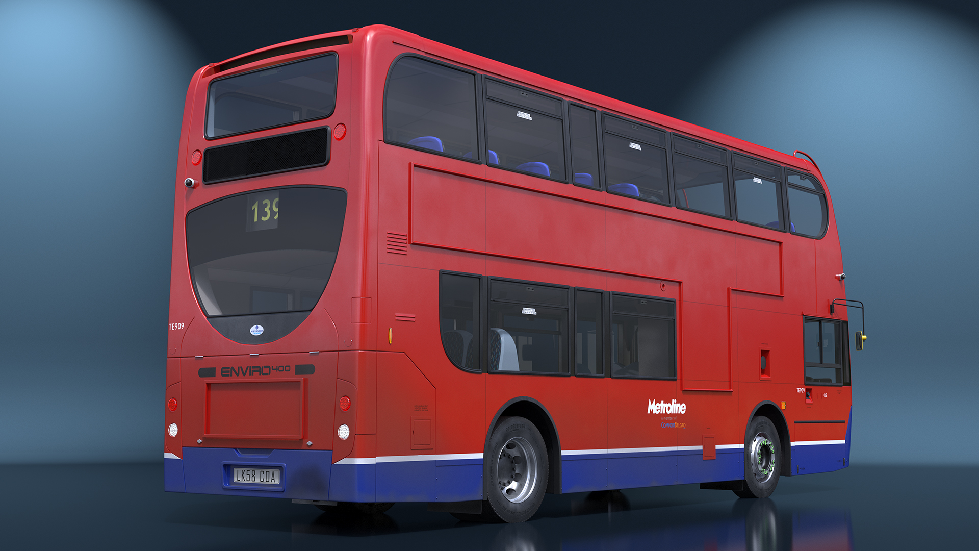 3D London Double Decker Bus Enviro 400 Simple Interior