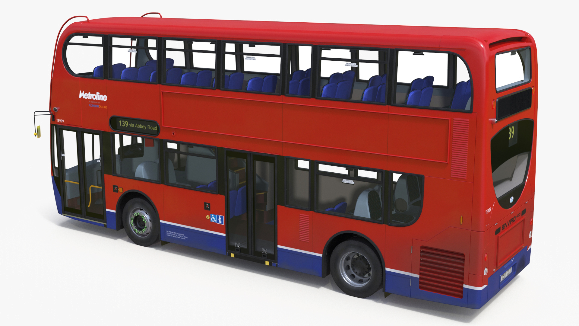 3D London Double Decker Bus Enviro 400 Simple Interior