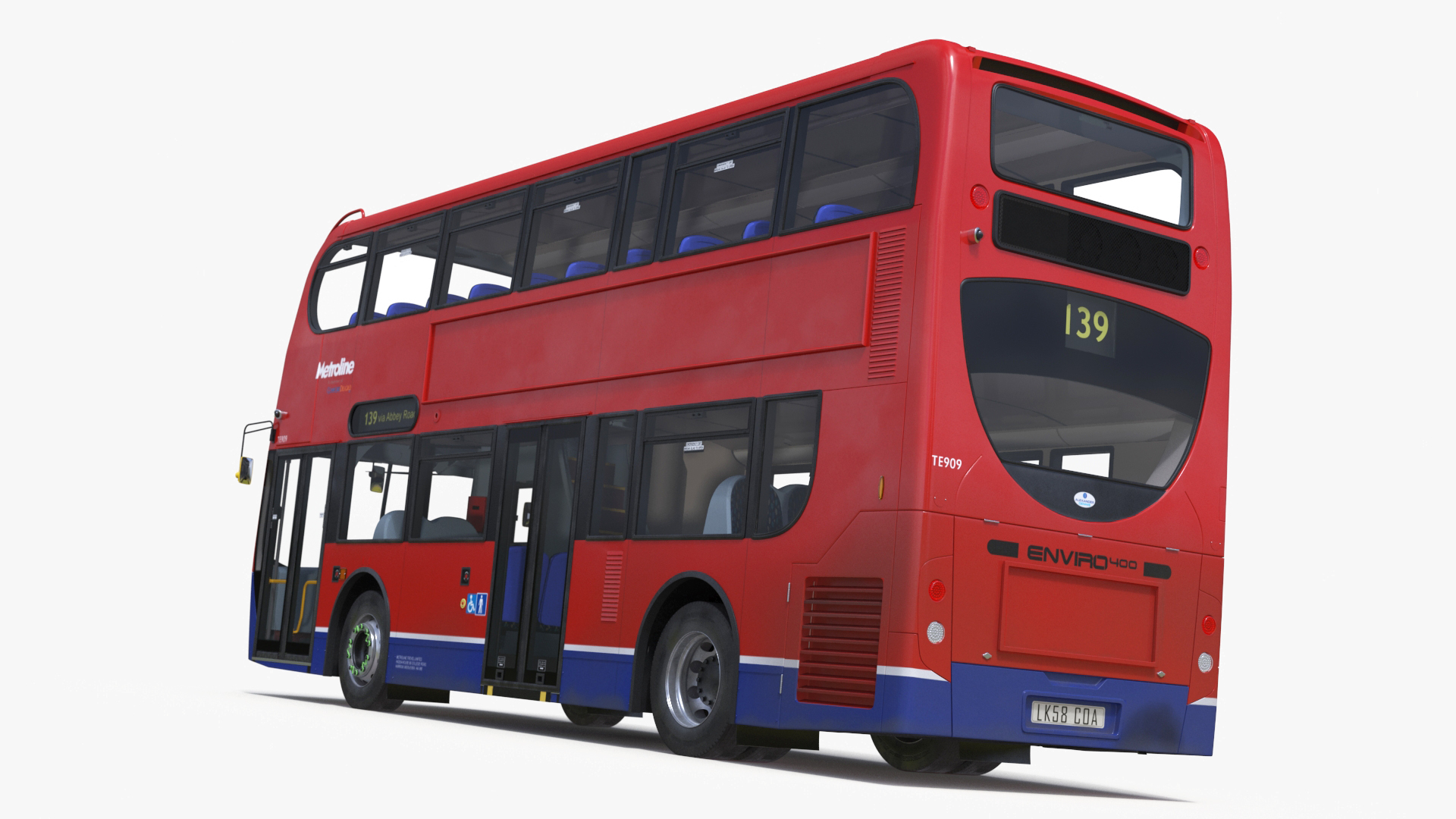 3D London Double Decker Bus Enviro 400 Simple Interior