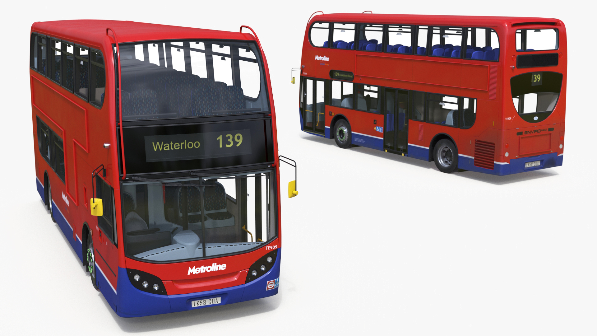 3D London Double Decker Bus Enviro 400 Simple Interior